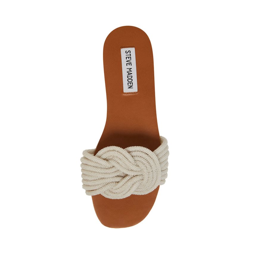 Sandalias Planas Steve Madden Adore Mujer Creme | ES SP0846